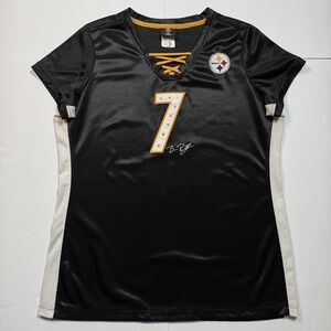 Pittsburgh Steelers Shirt Womens XL Black NFL Rhinestone Ben Roethlisberger